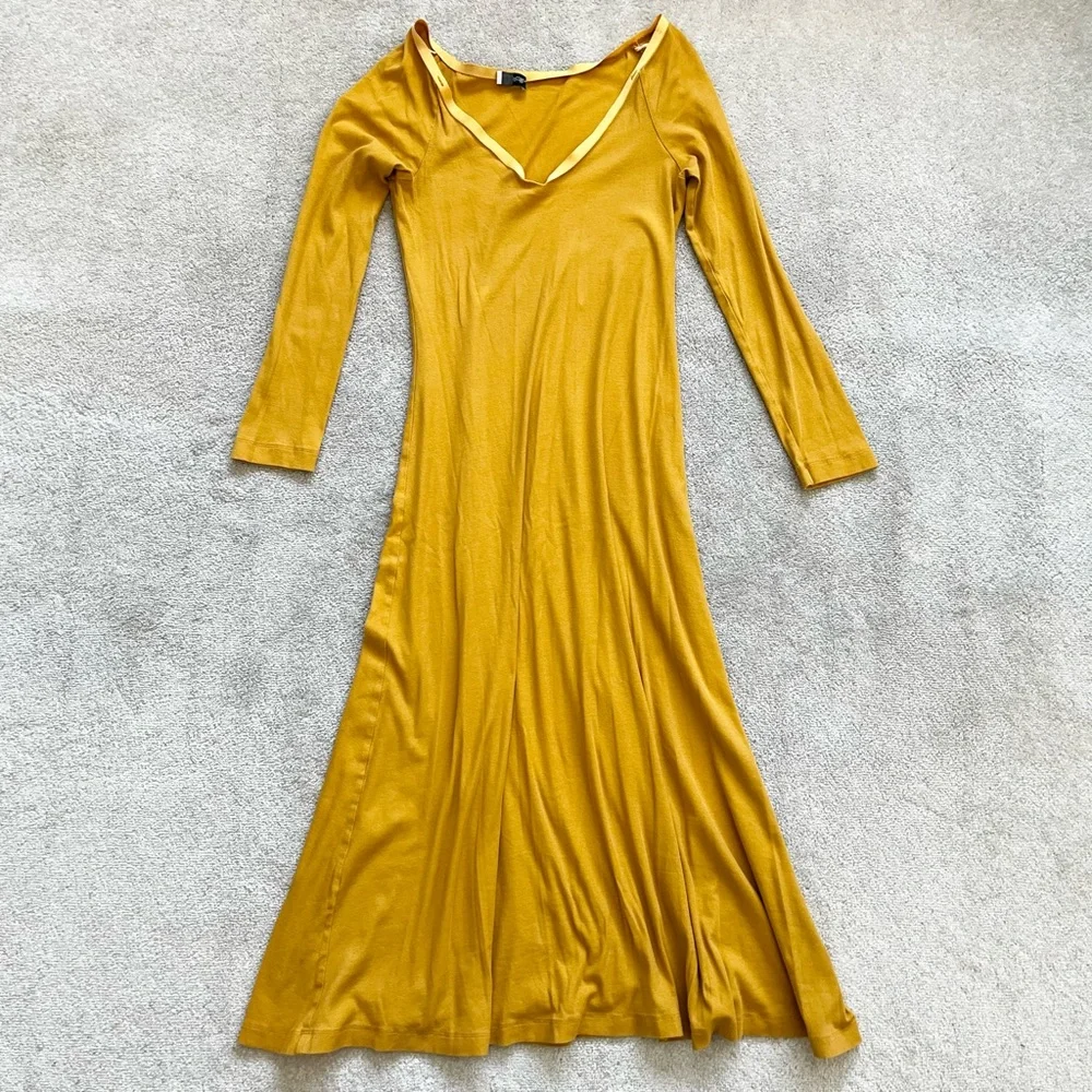 ROSETTA GETTY YELLOW MIDI/MAXI DRESS SIZE SMALL MINIMALIST CONTEMPORARY TRENDY - Picture 9 of 9